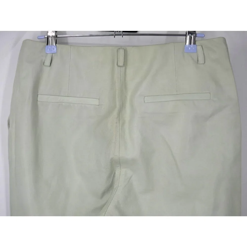 NWT J. Brand Collin Leather Straight Leg Pant in Cloud Leather Aero Green Mint 2